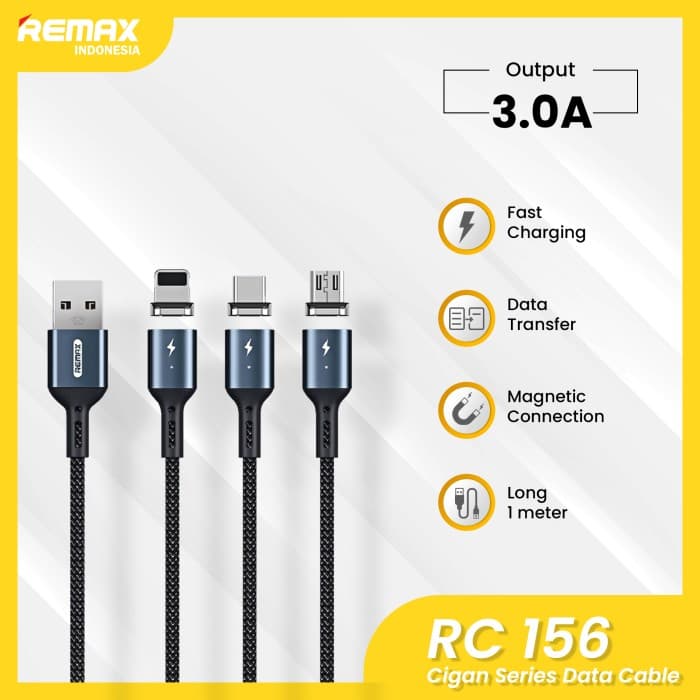 کابل شارژ و انتقال داده مغناطیسی برند Remax مدل <span style="font-family:Tahoma"> Cigan Series RC-156 </span> — تصویر ۱۱