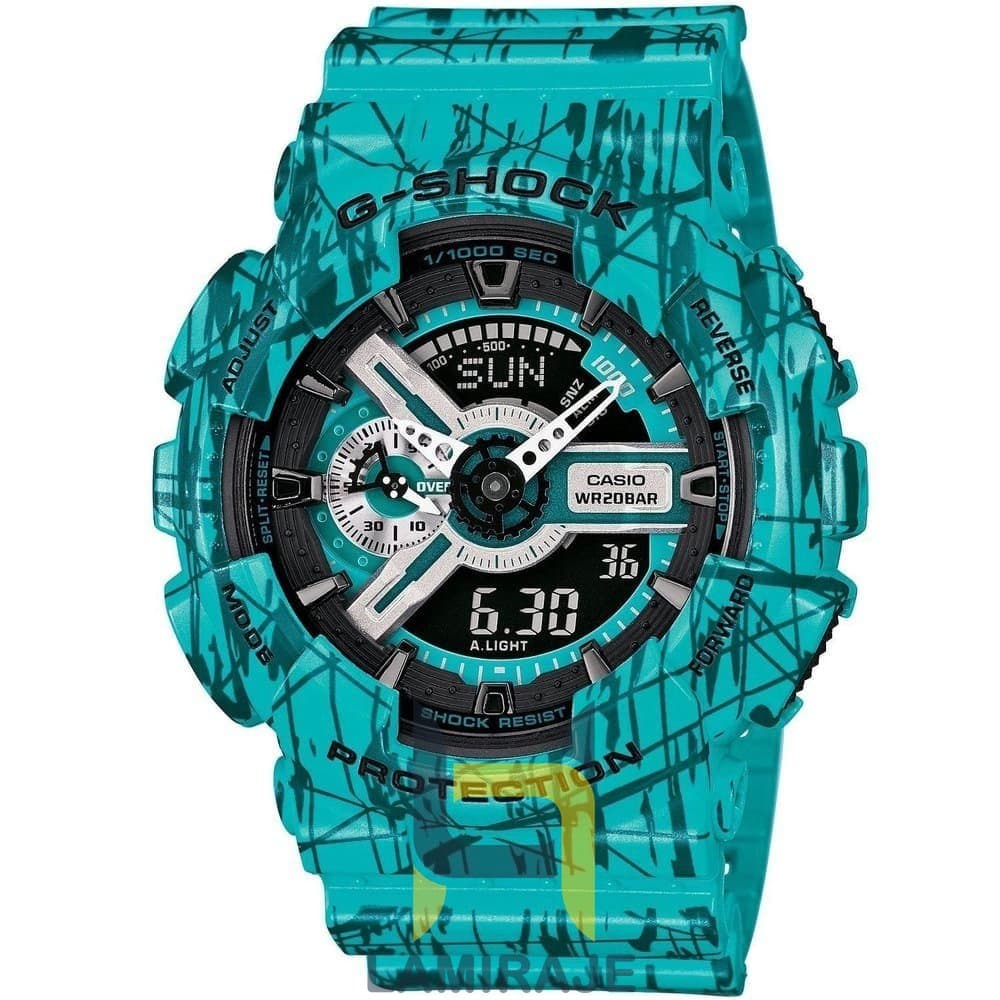 ساعت مچی کاسیو جی شاک GA-110SL-3A با بند آبی طرح دار