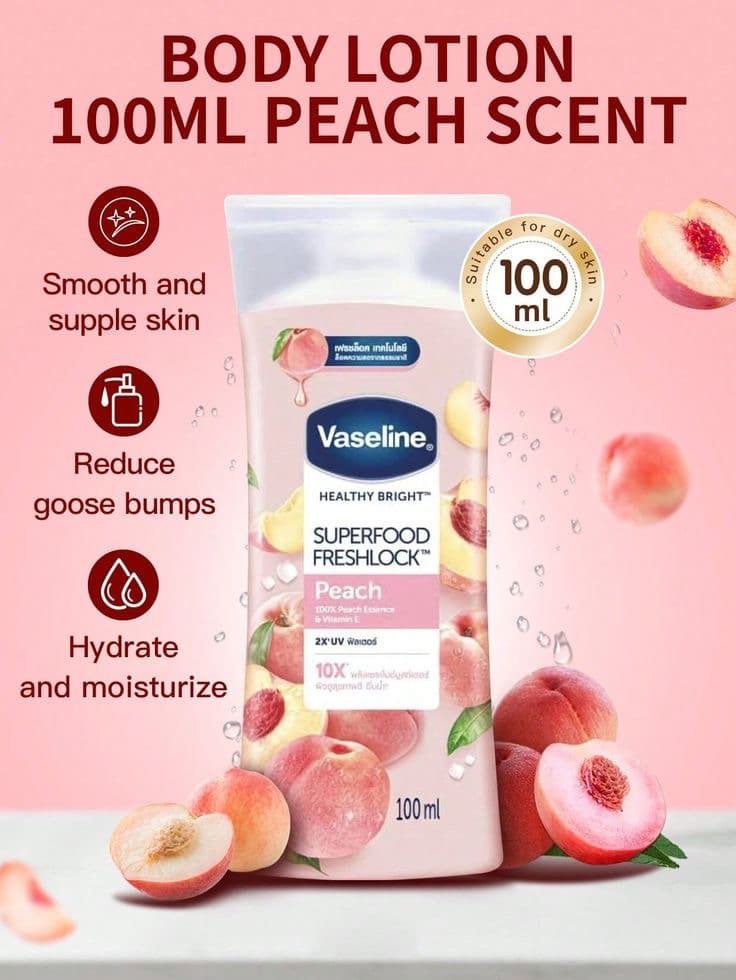 لوسیون بدن هلو وازلین Vaseline Peach Body Lotion — تصویر ۳