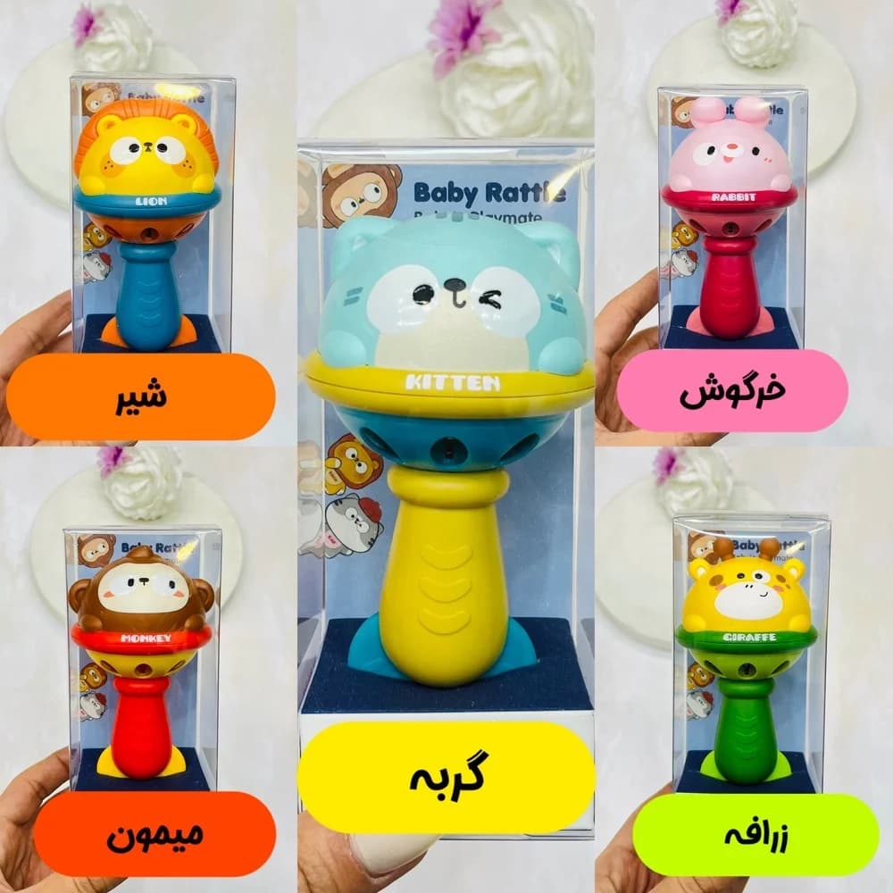 جغجغه دمبلی طرح حیوانات برند LITTLE TIN LOK — تصویر ۲
