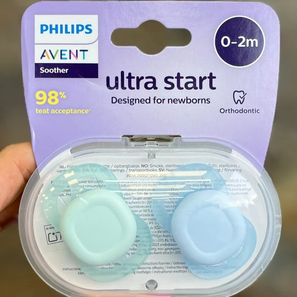 پستانک ۲ عددی ۰ تا ۲ ماه فیلیپس اونت Ultra Start Avent سبز آبی — تصویر ۶