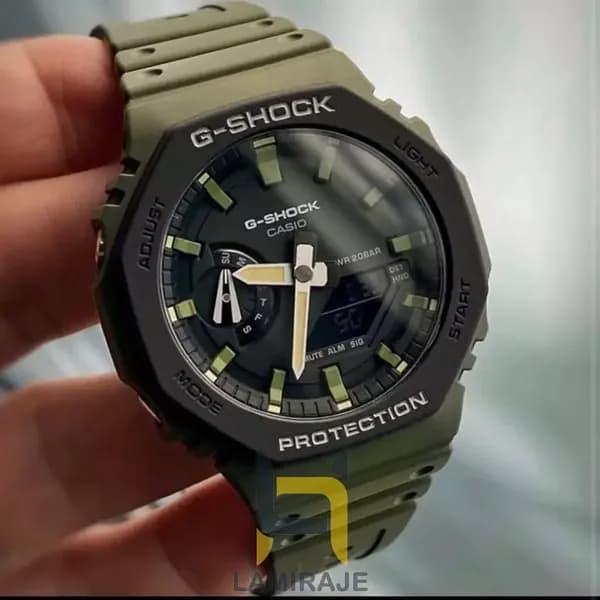 ساعت مچی جی شاک GA-2100 مشکی سبز — تصویر ۲