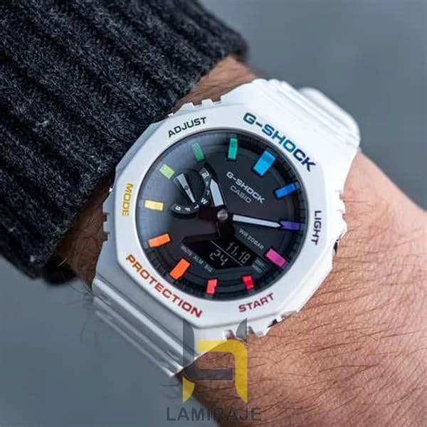 ساعت مچی کاسیو جی شاک سفید مدل GA-2100 White Rainbow | دیجیتال-آنالوگ | مردانه و زنانه — تصویر ۶