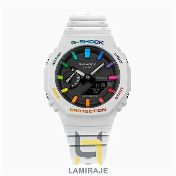 ساعت مچی کاسیو جی شاک سفید مدل GA-2100 White Rainbow | دیجیتال-آنالوگ | مردانه و زنانه