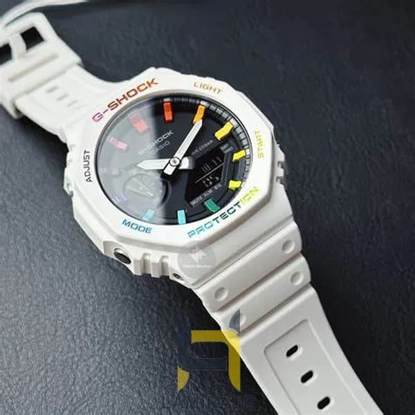ساعت مچی کاسیو جی شاک سفید مدل GA-2100 White Rainbow | دیجیتال-آنالوگ | مردانه و زنانه — تصویر ۲