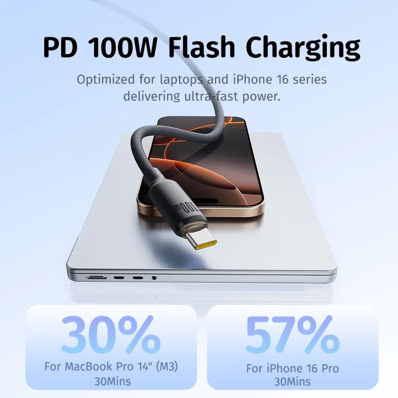کابل شارژ سریع USB-A به USB-C بیسوس مدل E0426800 طول 1m — تصویر ۴