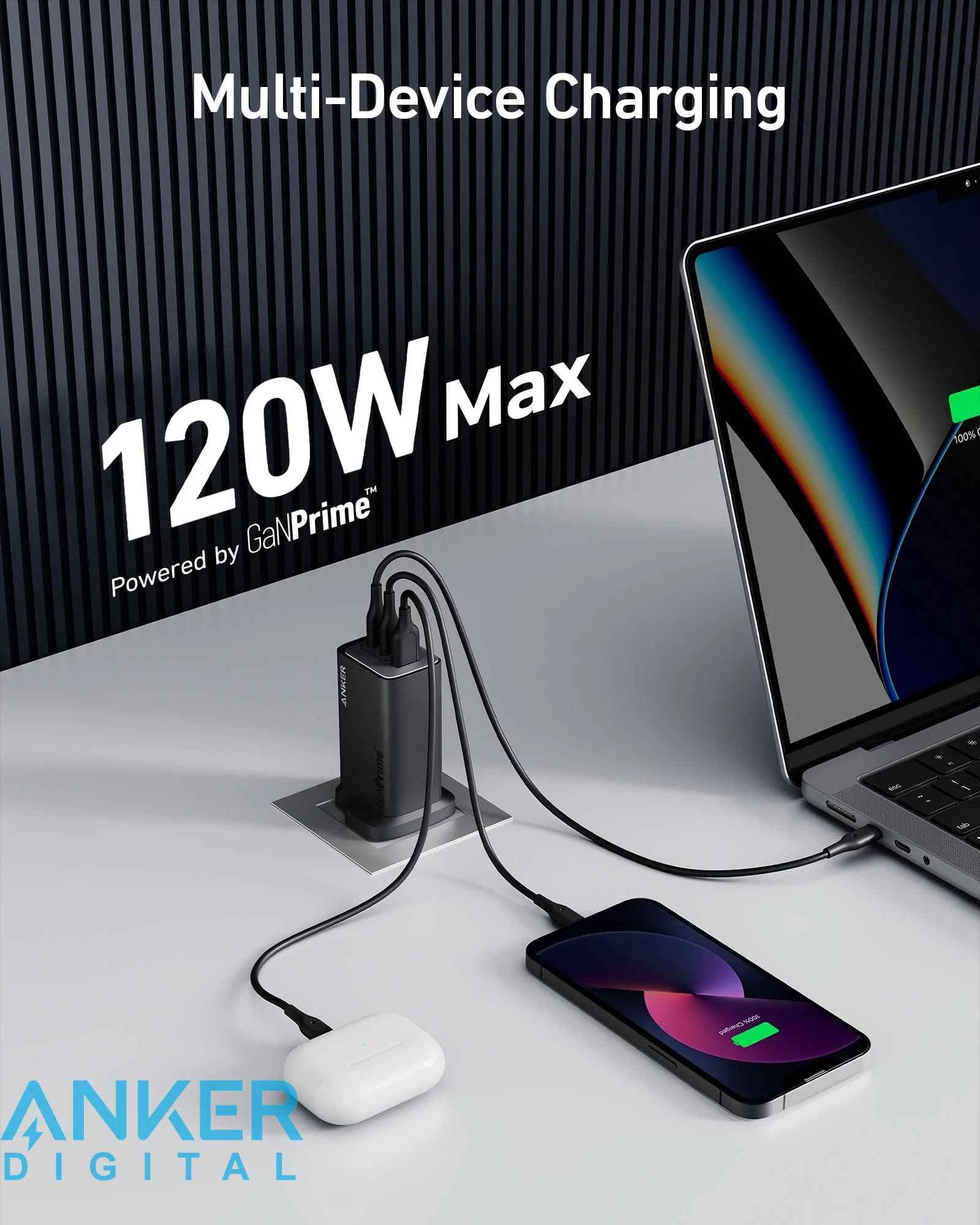 شارژر دیواری 120W انکر 737 مدل GanPrime A2148 — تصویر ۸