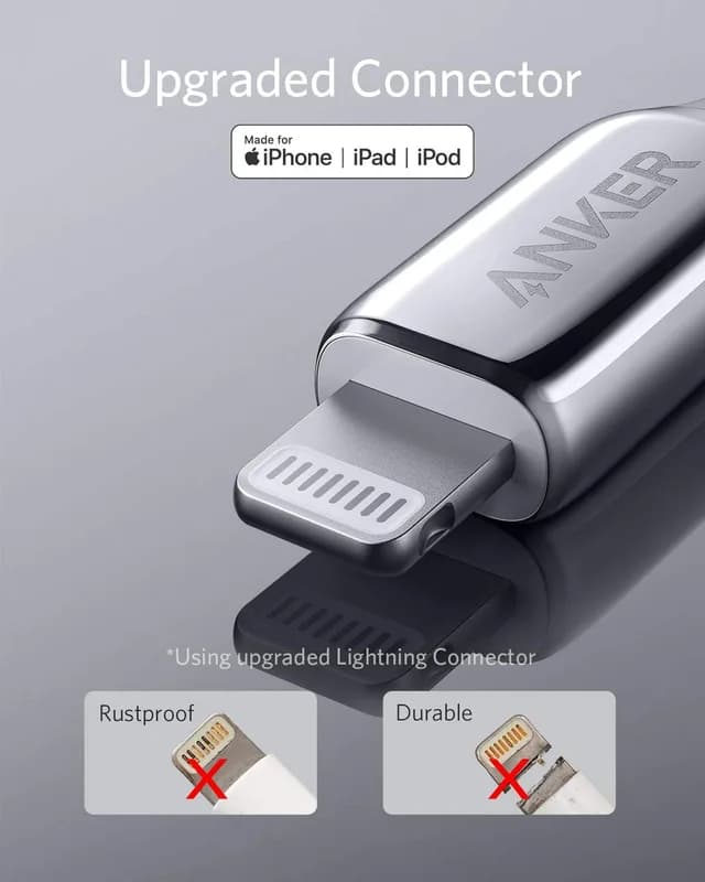 کابل USB-C به لایتنینگ انکر مدل A8843 طول 1.8 متر — تصویر ۵