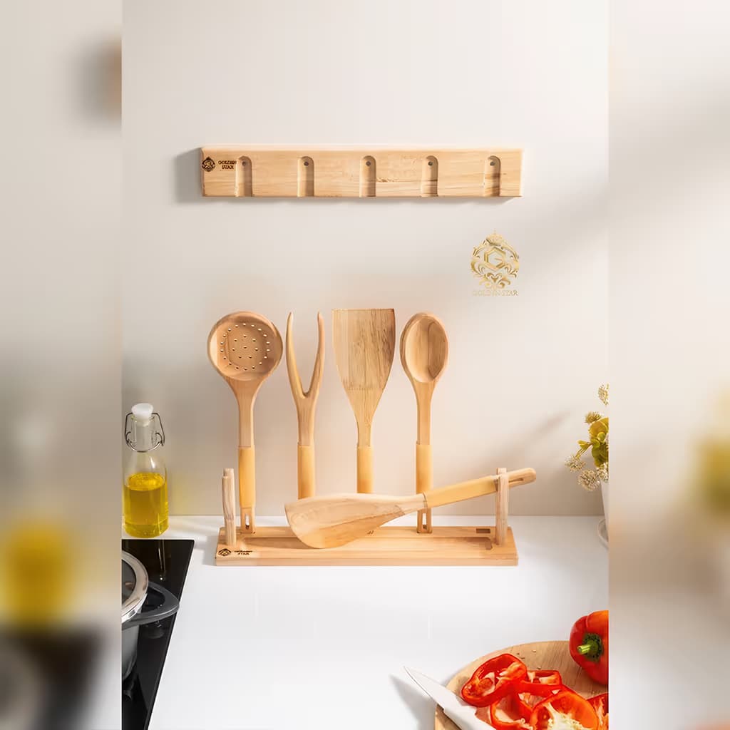 پک کفگیر و ملاقه مگنتی چوبی گلدن استار