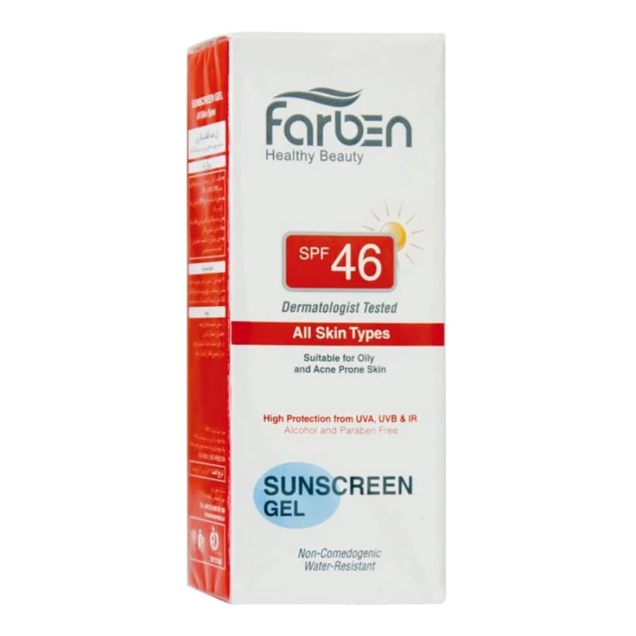 کرم ژل ضدآفتاب فاربن SPF46 مناسب پوست چرب و جوشدار بدون رنگ حجم 50ml — تصویر ۲