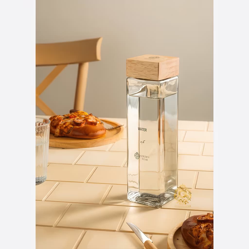 بطری شیشه ای درب گرد چوبی گلدن استار — تصویر ۴