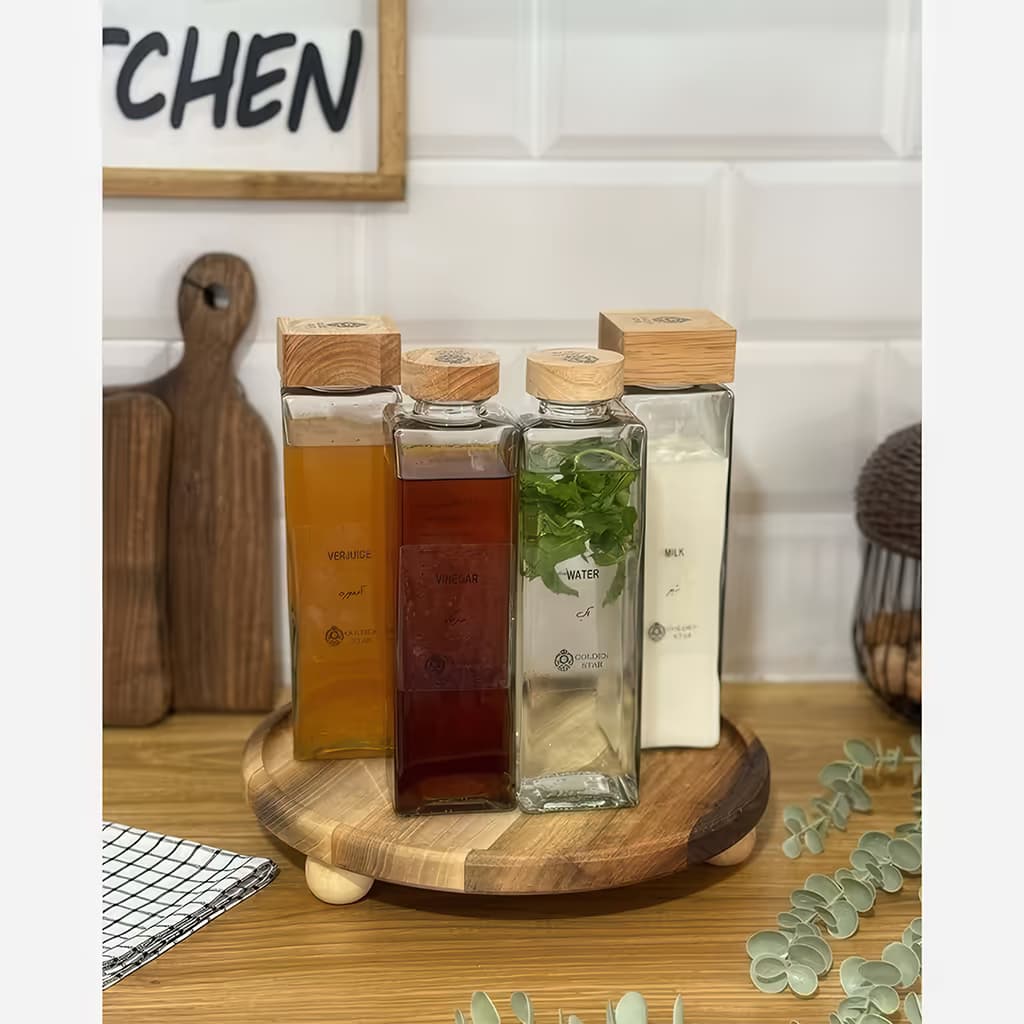 بطری شیشه ای درب گرد چوبی گلدن استار — تصویر ۳