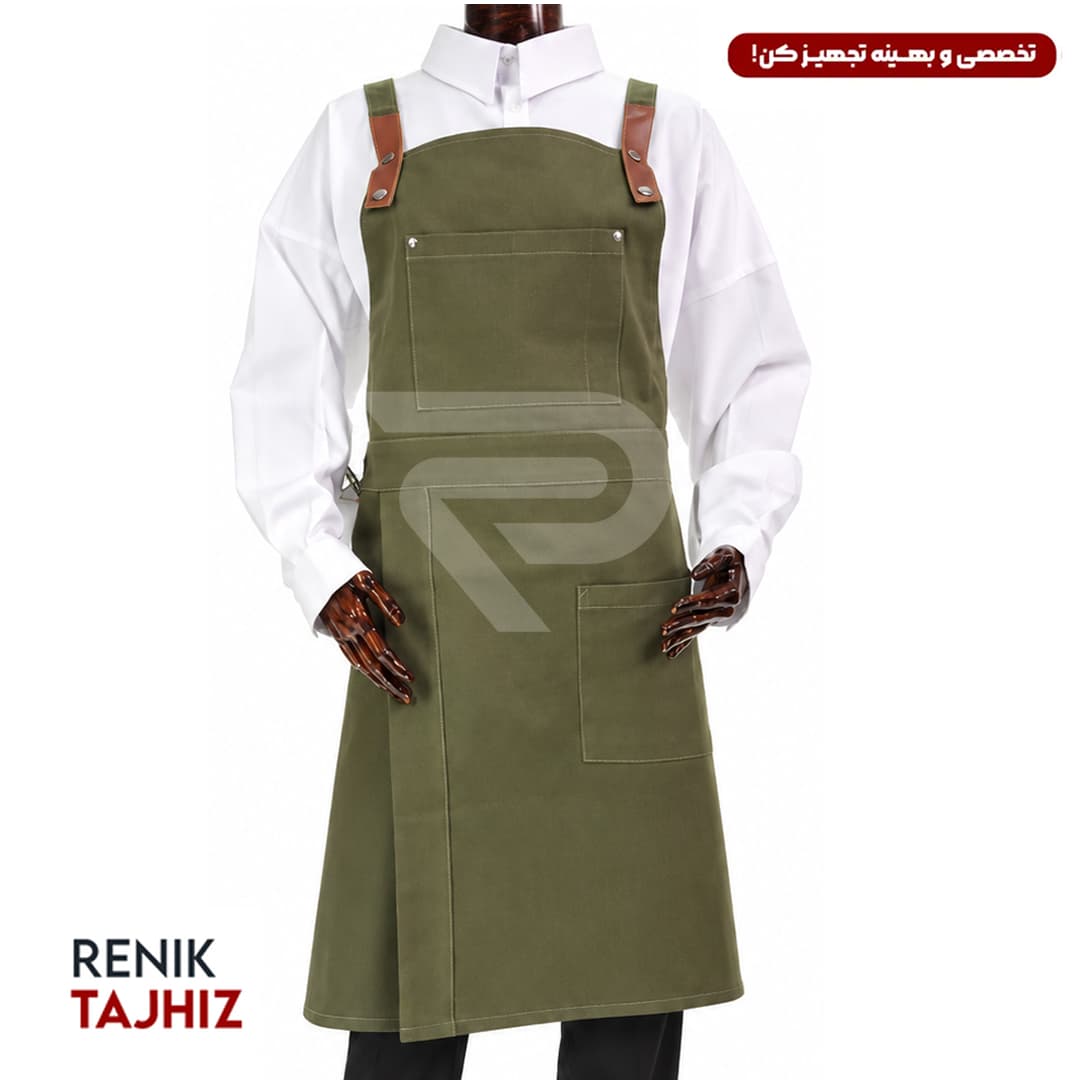 اپرون باریستا مدل MOKA کتان سبز RENIK — تصویر ۳