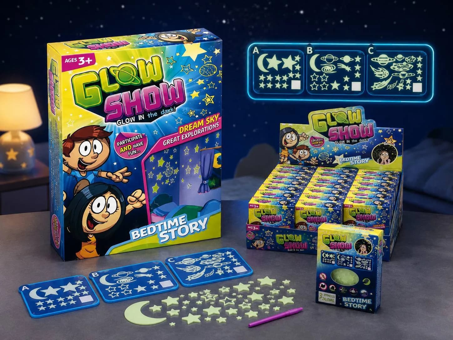 استیکر شب تاب ماه و ستاره و سیارات کودک | Glow in the Dark — تصویر ۲