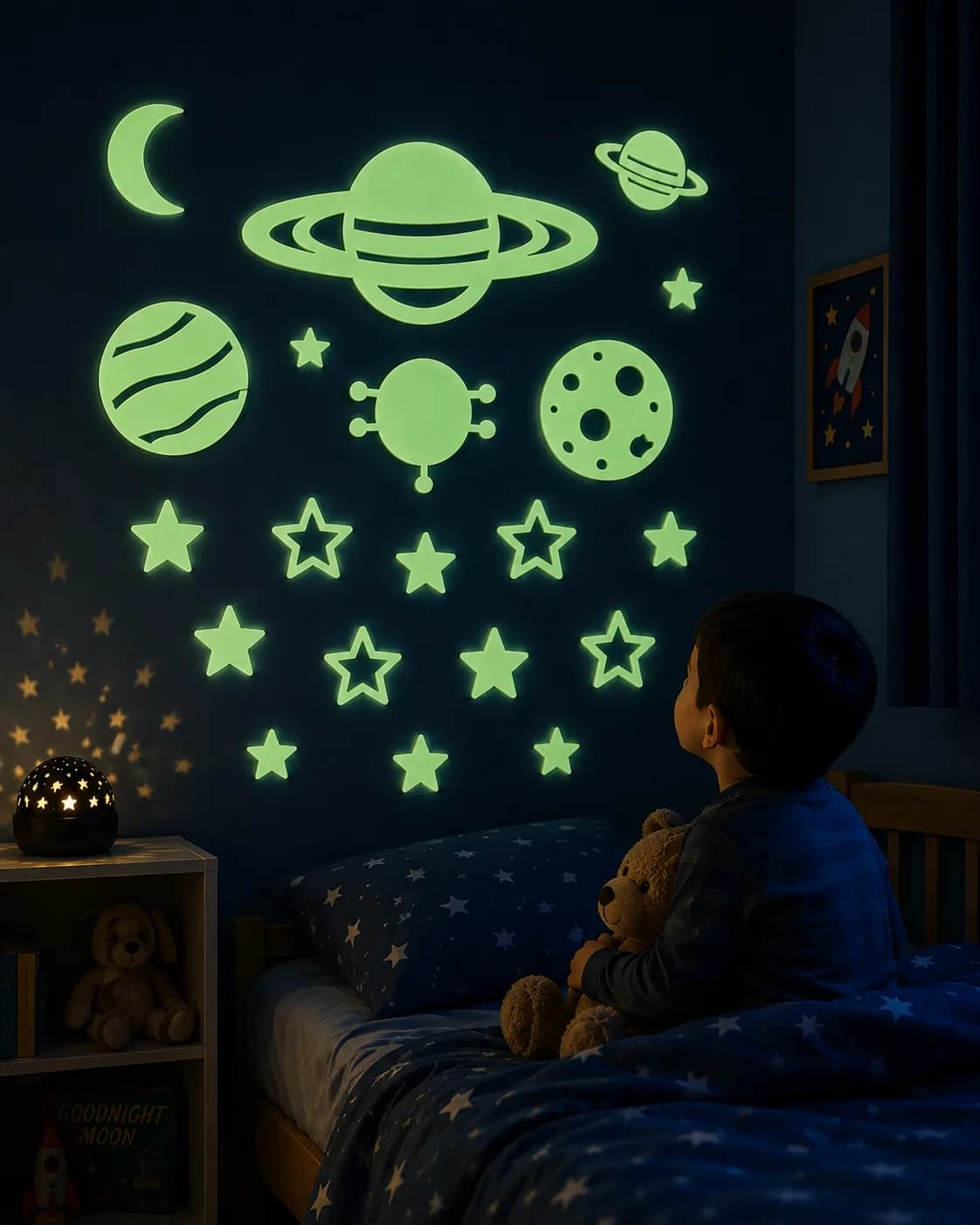 استیکر شب تاب ماه و ستاره و سیارات کودک | Glow in the Dark — تصویر ۸