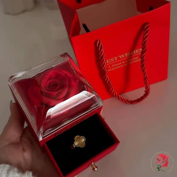 جعبه جواهر گل رز نیم ستی کشودار — تصویر ۴