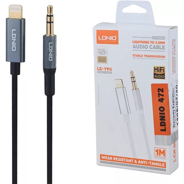 کابل AUX لایتنینگ الدینیو LDNIO مدل LS-Y91i طول 1 متر — تصویر ۶
