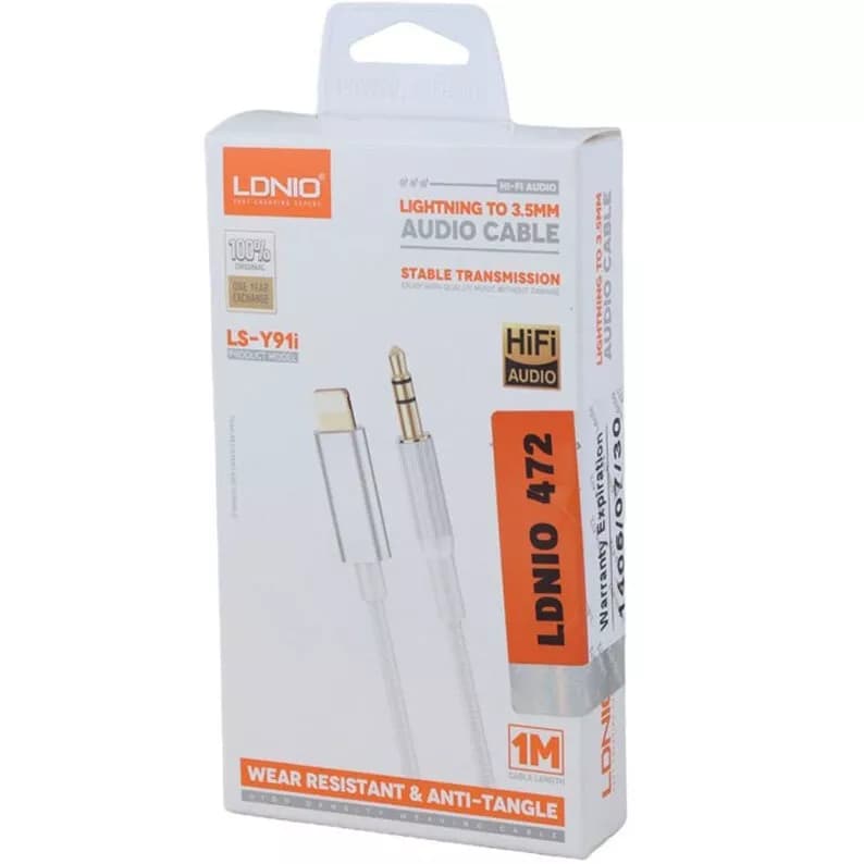 کابل AUX لایتنینگ الدینیو LDNIO مدل LS-Y91i طول 1 متر — تصویر ۵