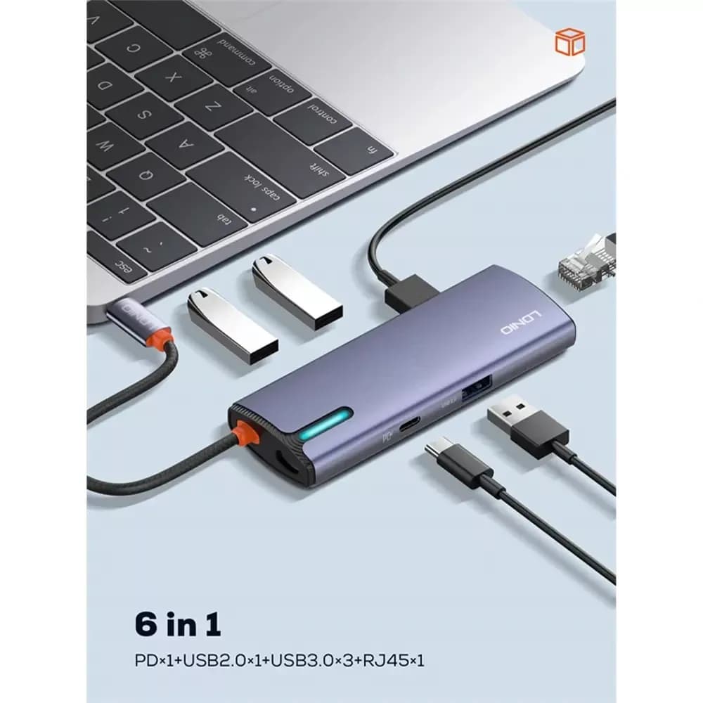 هاب 5 پورت تایپ سی الدینیو LDNIO مدل DS-15U — تصویر ۴