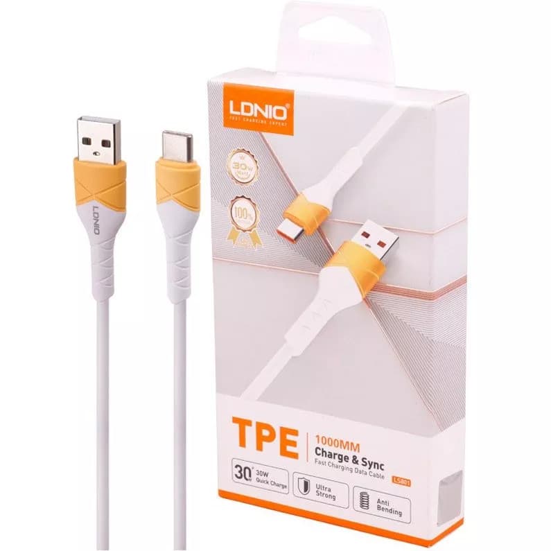 کابل شارژ تایپ سی الدینیو LDNIO مدل LS801 طول 1 متر