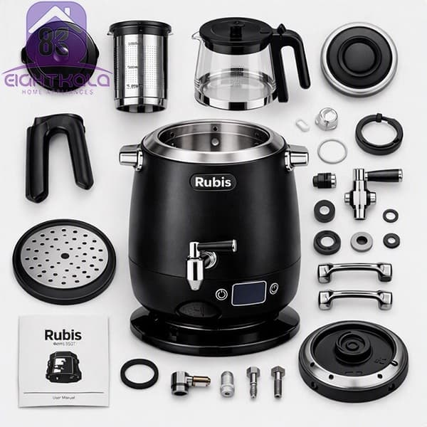 سماور برقی Rubis مدل RST600 | بدنه استیل و مشکی | ۲۲۰۰ وات — تصویر ۳