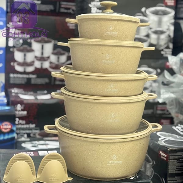 سرویس قابلمه گرانیتی لایف اسمایل 10 پارچه مدل LIFEP17S-GL-10BEIGE — تصویر ۶