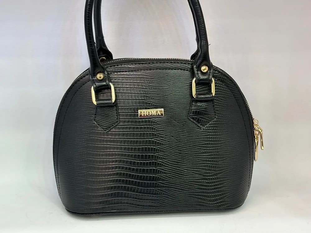 کیف دستی و دوشی زنانه هما (HOMA) مدل صدف طرح سنگی رنگ مشکی — تصویر ۴