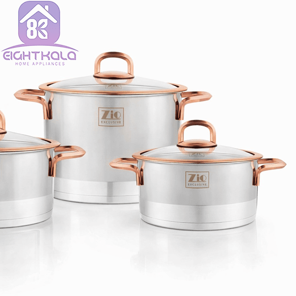 سرویس قابلمه استیل 6 پارچه زیو مدل ZCS-1306S22 — تصویر ۳