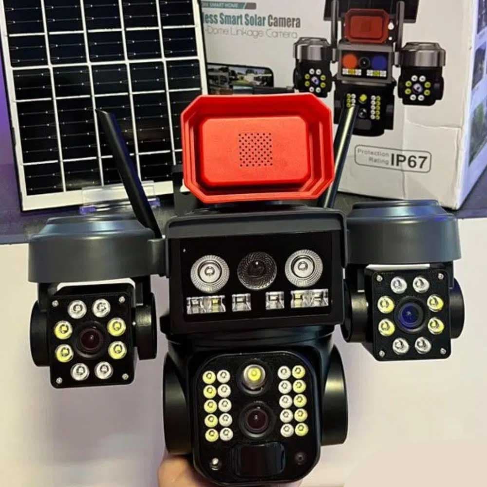 دوربین ۳ لنز چرخشی سولار سیمکارتی V380 3lens ptz 4G — تصویر ۸