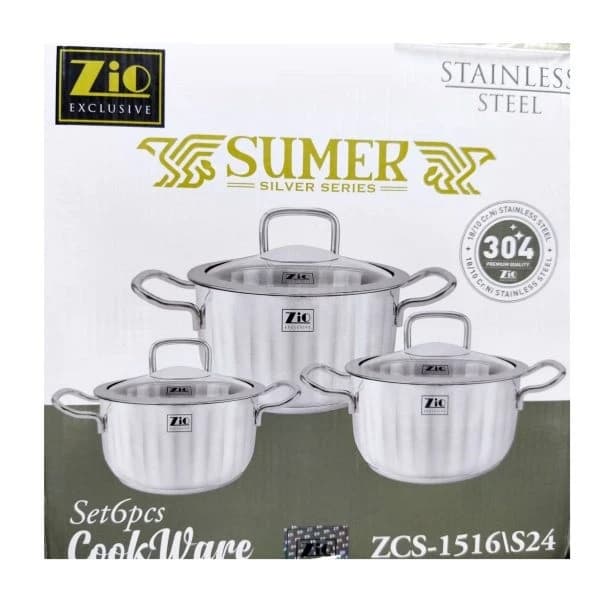 سرویس قابلمه استیل 6 پارچه زیو Zio مدل ZCS-1516/S24 | استیل ضدزنگ — تصویر ۱۲