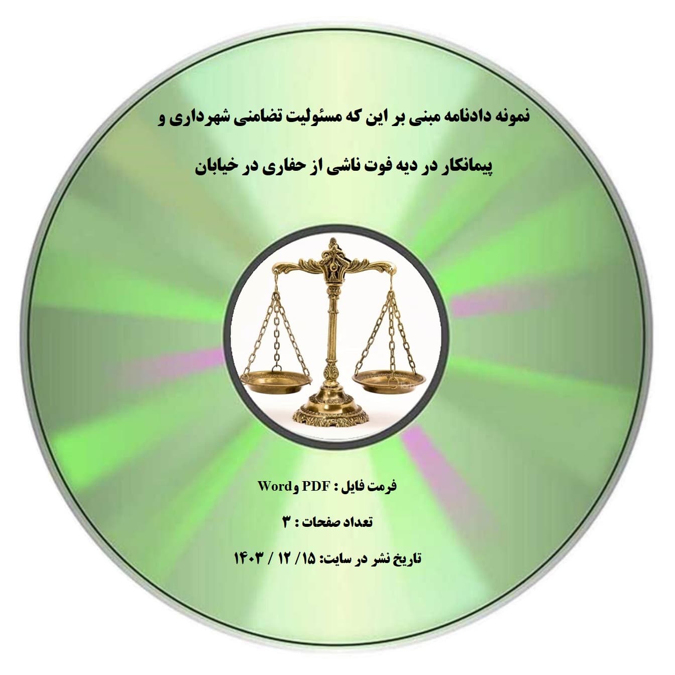 نمونه دادنامه مبنی بر این که مسئولیت تضامنی شهرداری و پیمانکار در دیه فوت ناشی از حفاری در خیابان — تصویر ۲