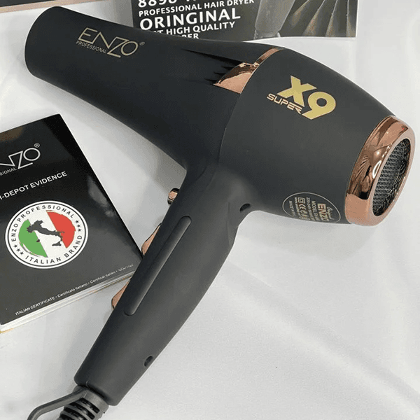 سشوار حرفه‌ای انزو مدل ENZO Super X9 | موتور سنگین ۱۷۰۰۰ دور (اورجینال) — تصویر ۵