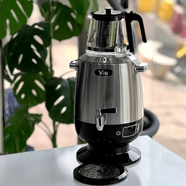 سماور برقی ویو Vio استیل مدل V-501 | سماور دیجیتال با قوری شیشه‌ای — تصویر ۷