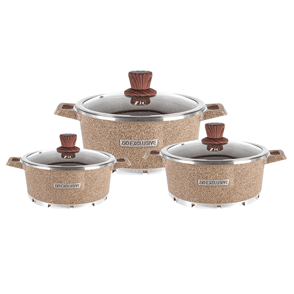 سرویس قابلمه ۶ پارچه گرانیتی زیو مدل ZCS-8400 (سایز ۲۰-۲۲-۲۴) — تصویر ۵
