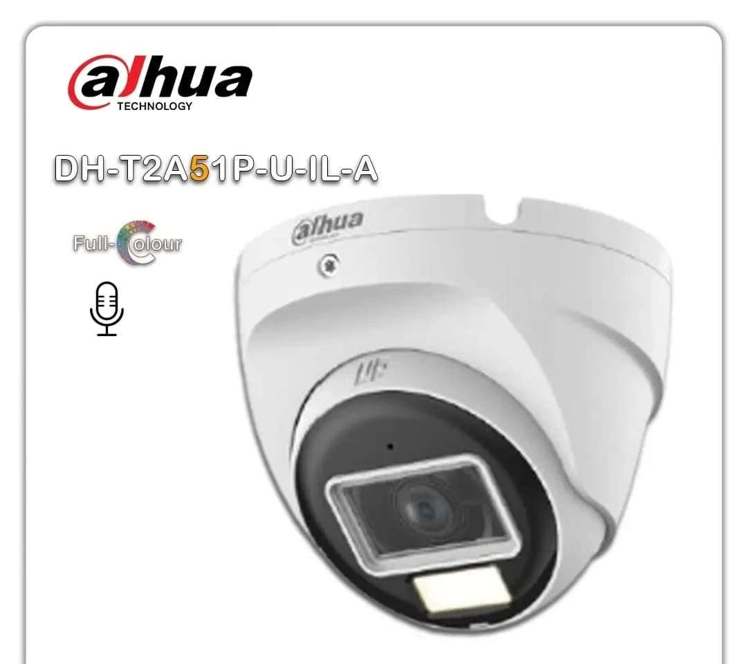 دوربین مداربسته دیددرشب رنگی 5 مگاپیکسل داهوا مدل DH-T2A51P-U-IL-A