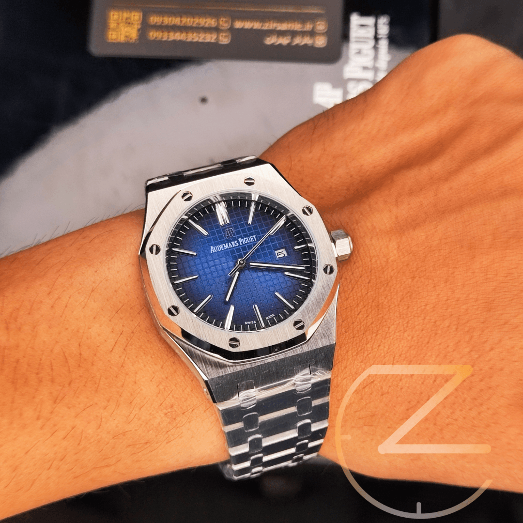ساعت مچی اودمار پیگه استیل صفحه آبی (شطرنجی) Audemars piguet — تصویر ۱۰