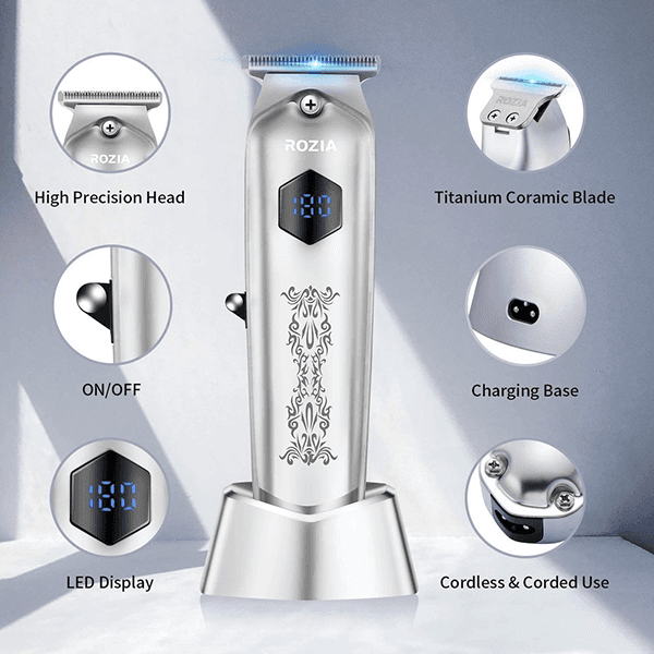 ماشین اصلاح روزیا ROZIA HQ282 | خط‌زن و صفرزن حرفه‌ای با نمایشگر دیجیتال — تصویر ۳