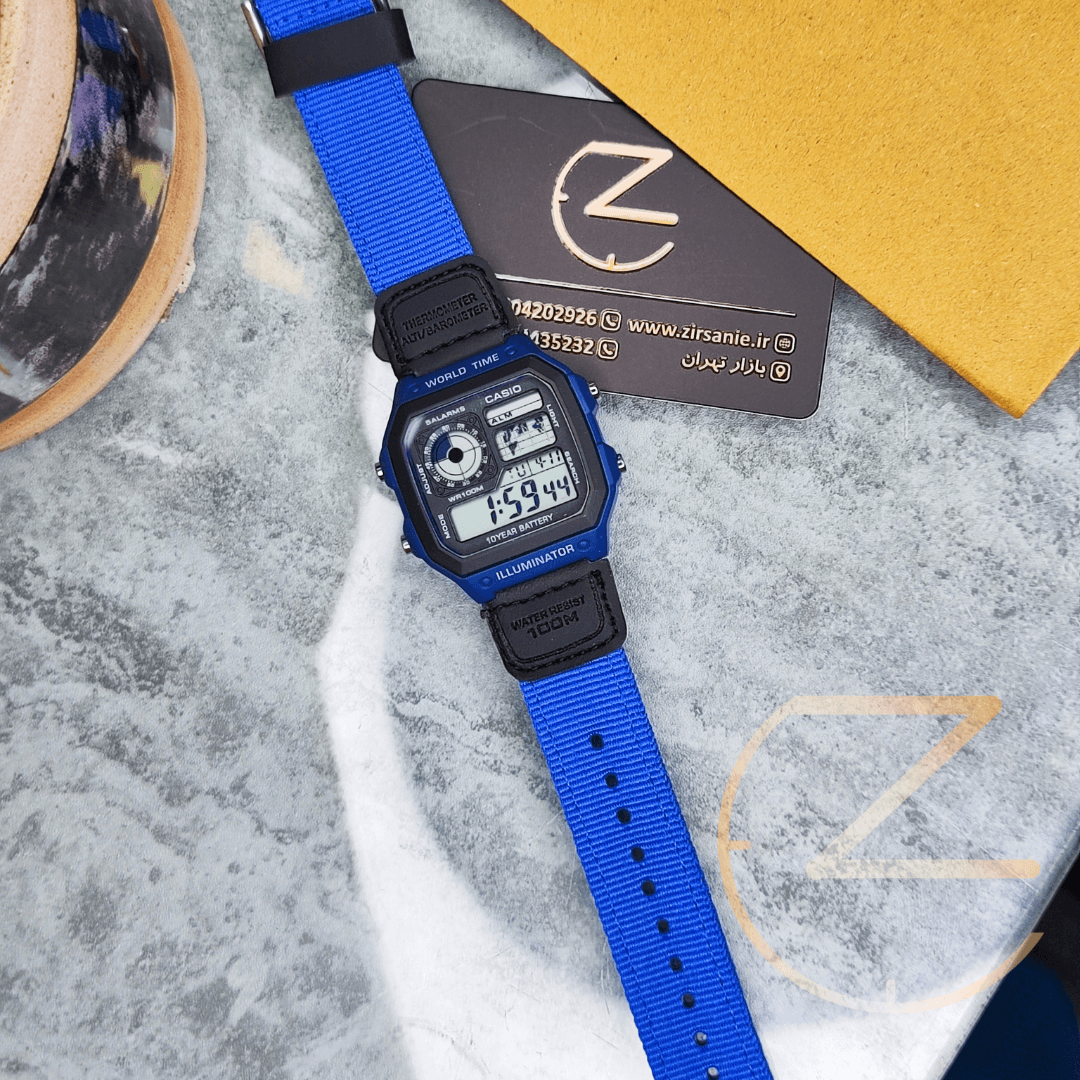 ساعت مچی کاسیو جهان نما برزنتی آبی Casio world time — تصویر ۱۲