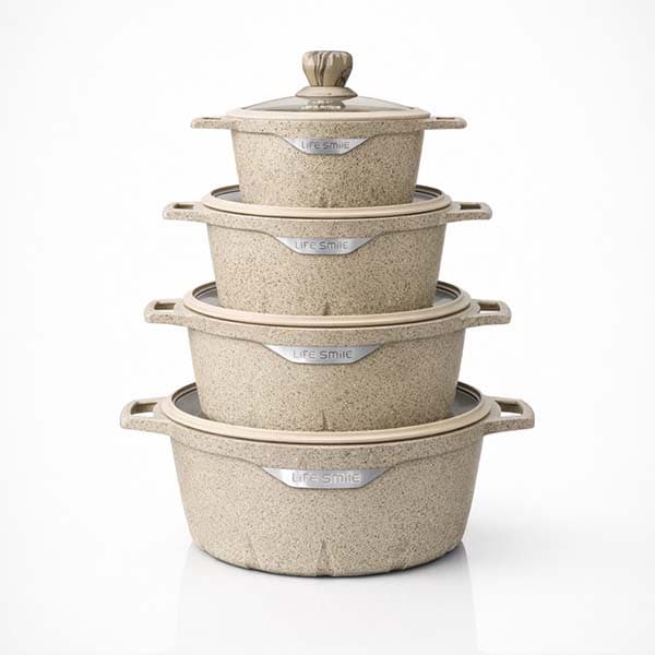 سرویس قابلمه گرانیتی ۱۰ پارچه لایف اسمایل FLHM-S-GL-10BEIGE — تصویر ۸