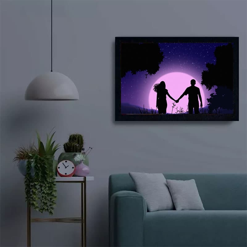 تابلو بک لایت شب خواب مدل ماه عاشقانه — تصویر ۲