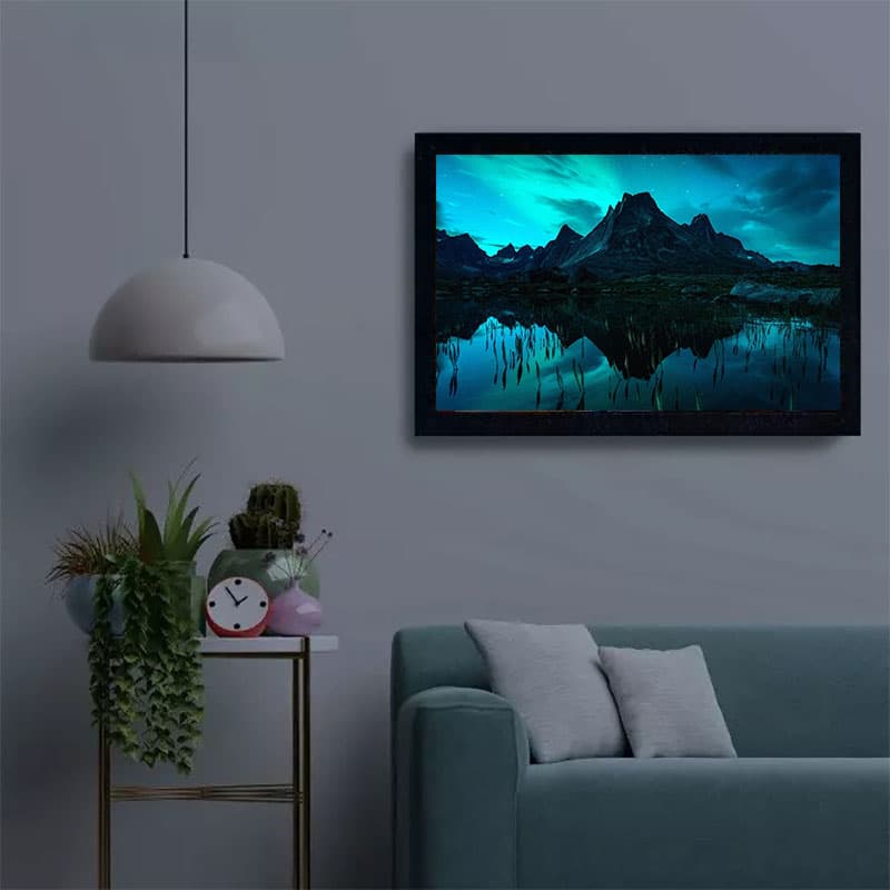 تابلو بک لایت شب خواب مدل آسمان آبی سبز