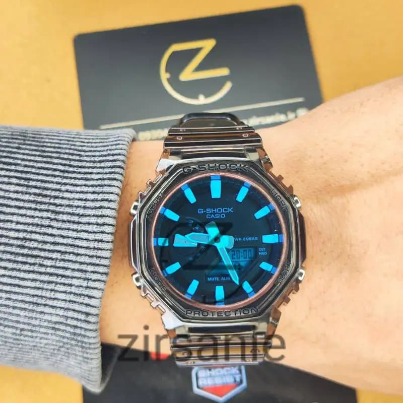 ساعت مچی مردانه کاسیو جی شاک بند شیشه ای صفحه سرمه ای Casio G-Shock Ga-2100 Glass Dark Blue screen — تصویر ۸