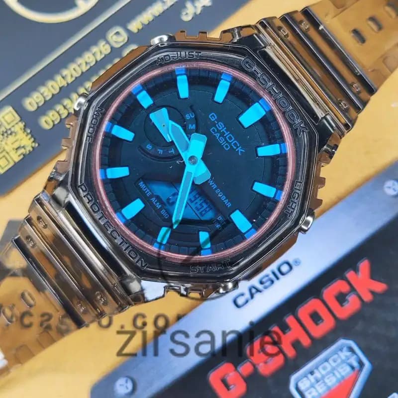 ساعت مچی مردانه کاسیو جی شاک بند شیشه ای صفحه سرمه ای Casio G-Shock Ga-2100 Glass Dark Blue screen — تصویر ۲