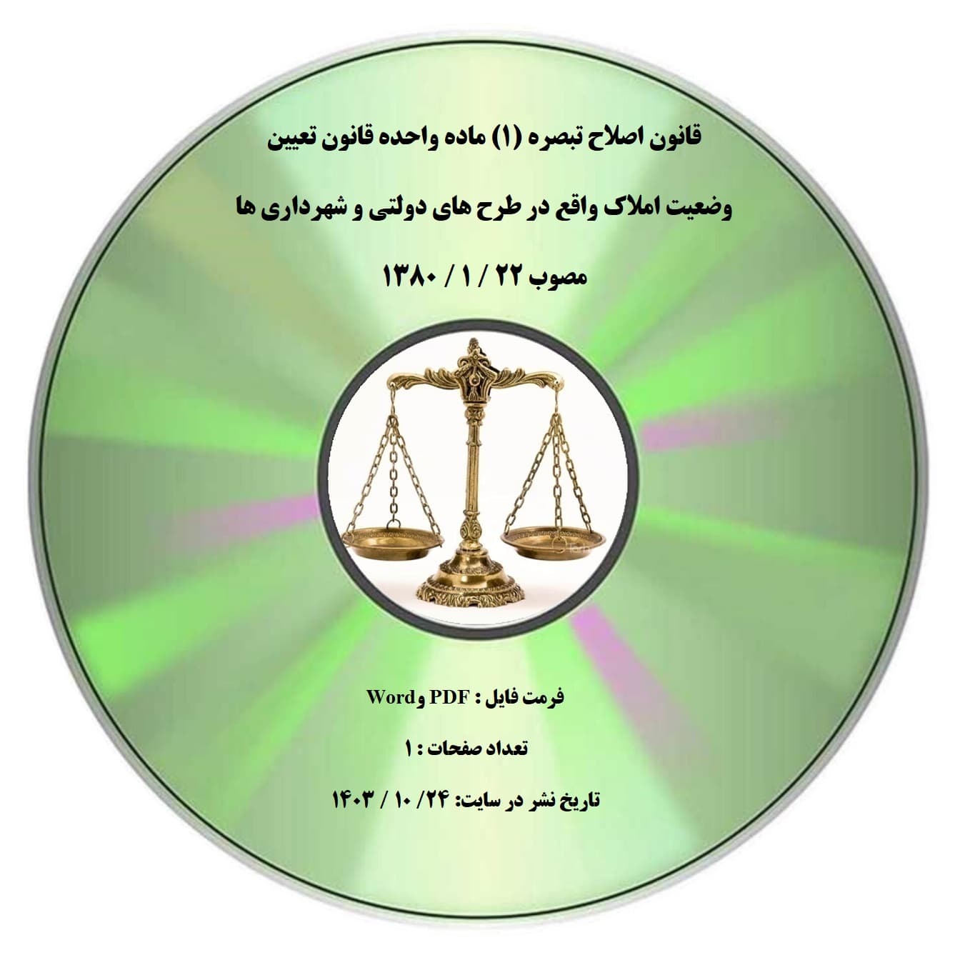 قانون اصلاح تبصره (۱) ماده واحده قانون تعیین وضعیت املاک واقع در طرح های دولتی و شهرداری ها مصوب 22 / 1 / 1380 — تصویر ۲