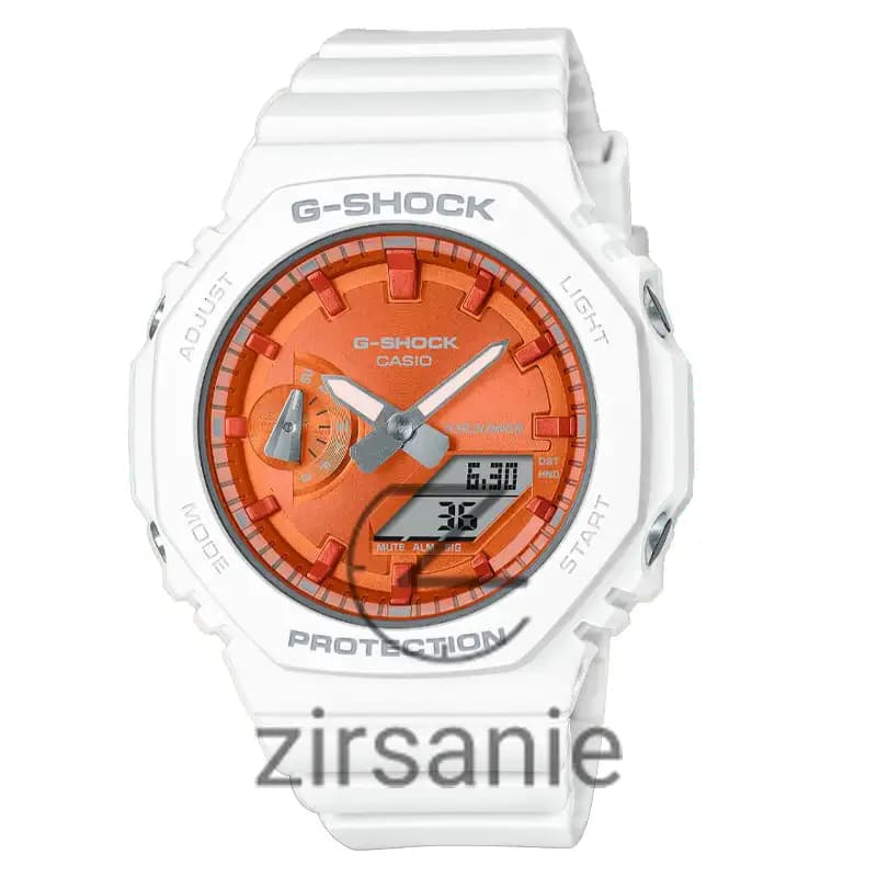 ساعت مچی مردانه کاسیو جی شاک سفید صفحه نارنجی Casio G-Shock Ga-2100 White with Orange screen