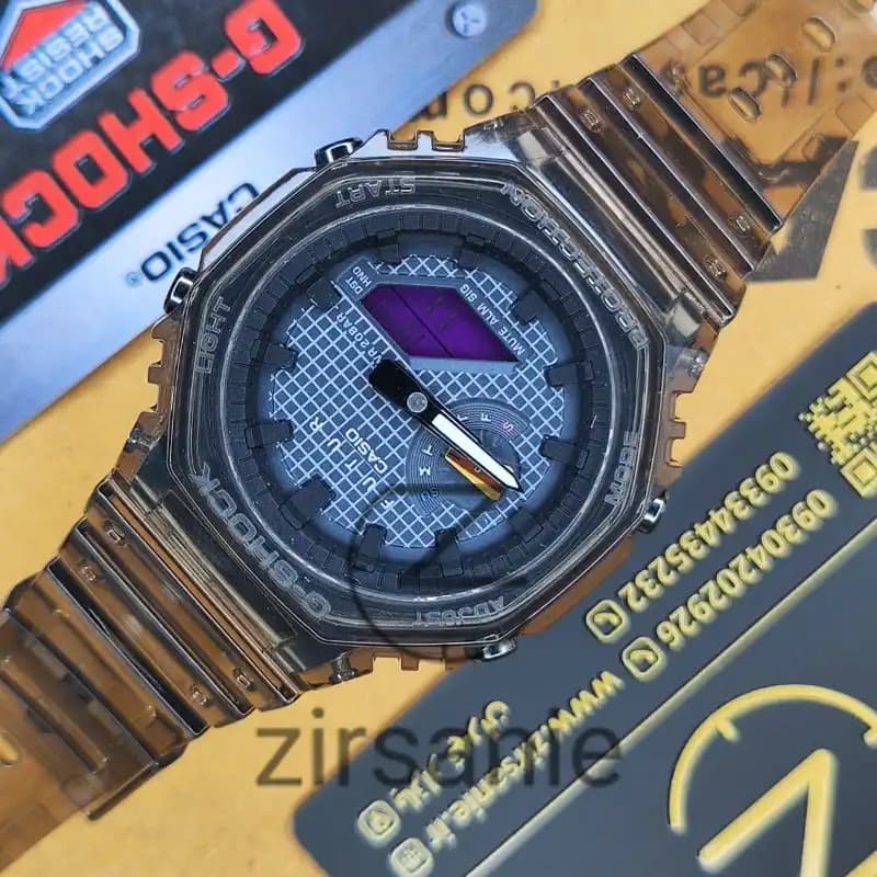 ساعت مچی مردانه کاسیو جی شاک بند شیشه ای صفحه آبی Casio G-Shock Ga-2100 Glass Blue screen — تصویر ۹