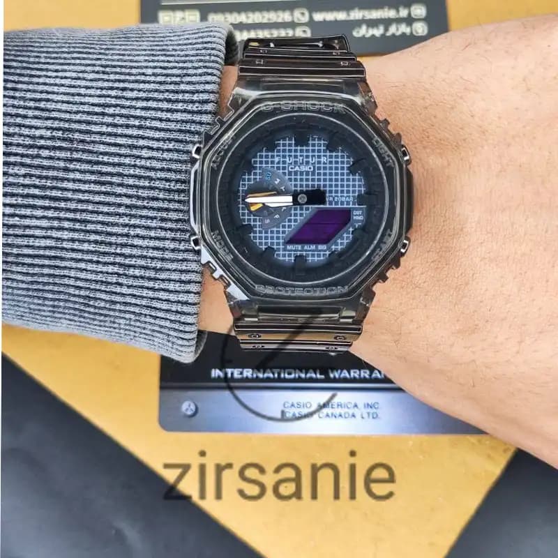 ساعت مچی مردانه کاسیو جی شاک بند شیشه ای صفحه آبی Casio G-Shock Ga-2100 Glass Blue screen — تصویر ۳