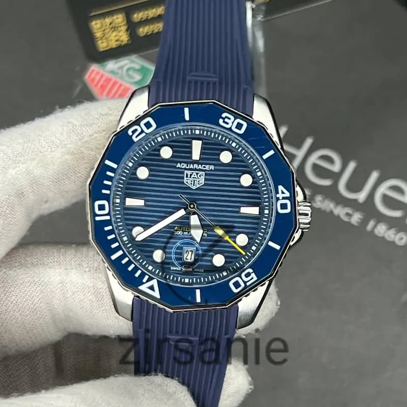 ساعت مچی مردانه تگ هویر Aquarcer اتومات سیلور صفحه آبی Tag Heuer Black Aquarcer Automatic silver blue screen — تصویر ۱۰