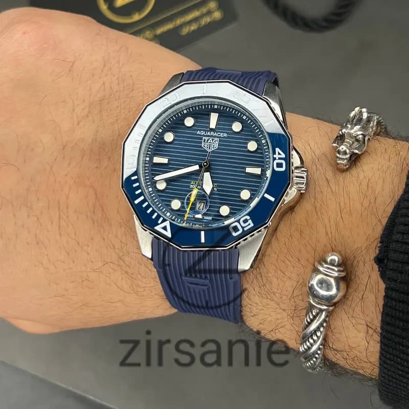 ساعت مچی مردانه تگ هویر Aquarcer اتومات سیلور صفحه آبی Tag Heuer Black Aquarcer Automatic silver blue screen — تصویر ۵