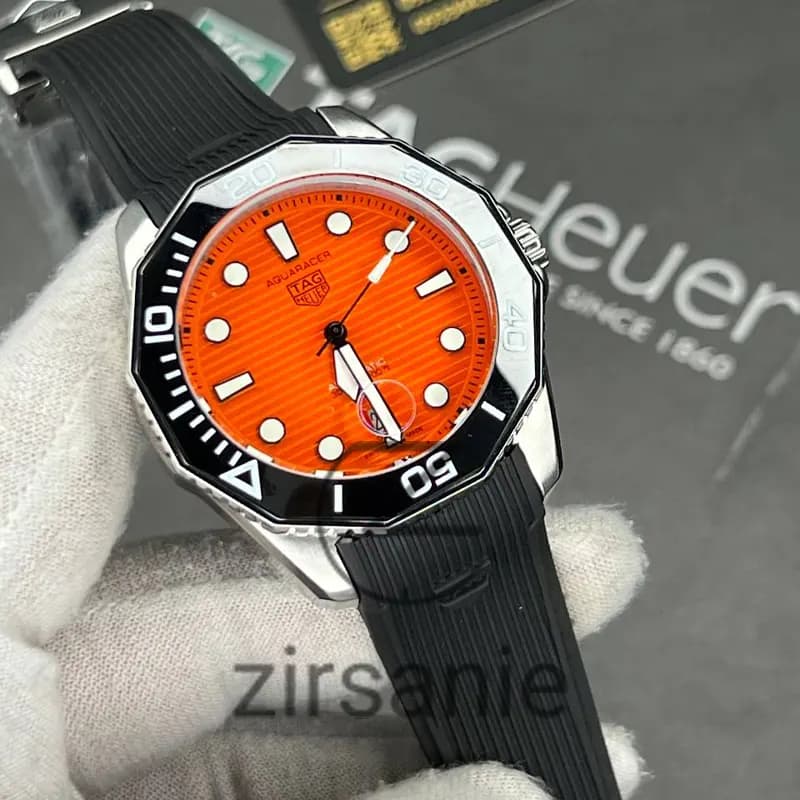 ساعت مچی مردانه تگ هویر Aquarcer اتومات سیلور صفحه نارنجی Tag Heuer Black Aquarcer Automatic silver orange screen — تصویر ۱۰